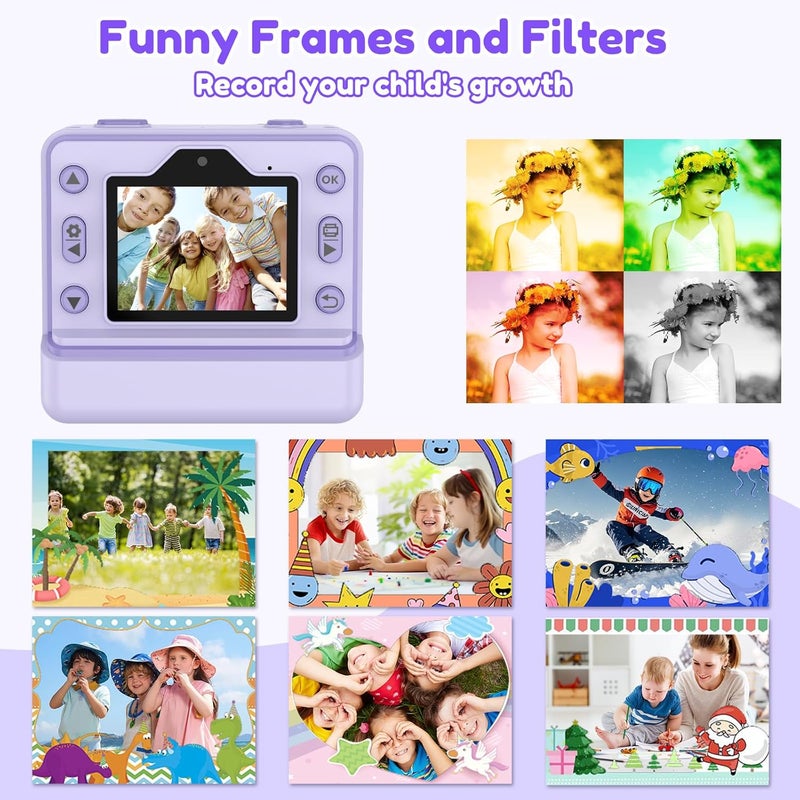 STKEN Instant Camera, Instant Print Camera for Kids with 1080P Videos, Front Rear Dual Selfie, 3 Rolls Print Paper & 32GB SD Cards, Christmas Birthday Gifts for Girls Age 3-12 - Image 3